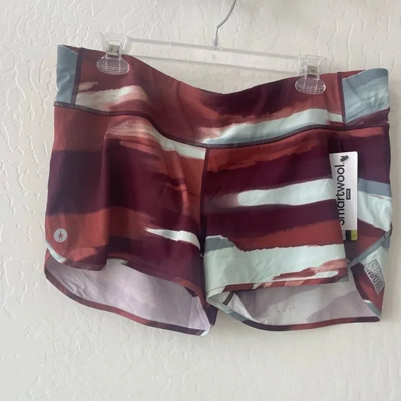 Smartwool Active Lined Shorts Large Black Cherry Horizon Print NWT - Picture 1 of 8